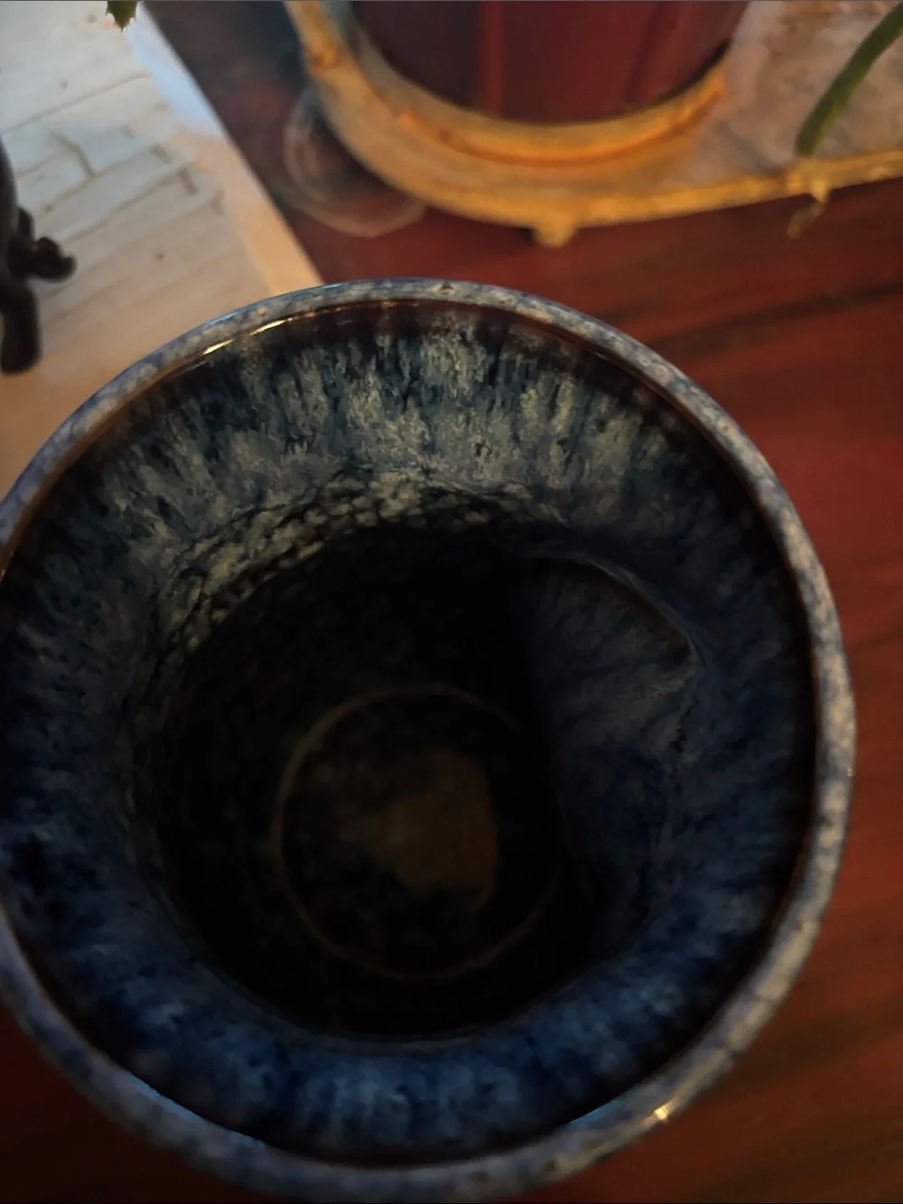 Handcrafted 20 oz Blue Glazed Ceramic Mug with Thumb Rest